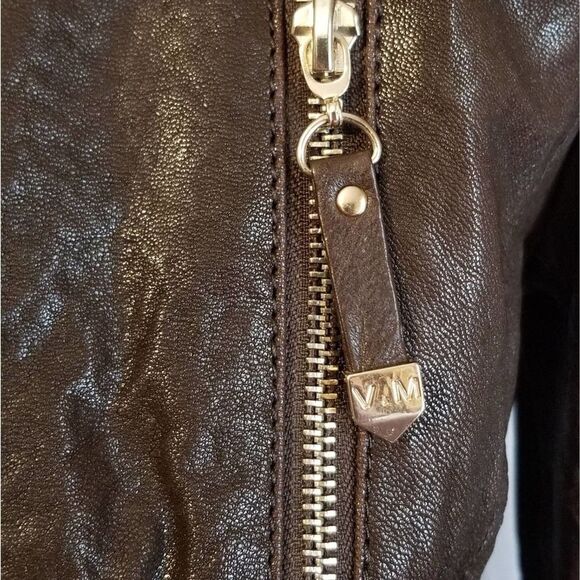 Vero Moda Brown Leather Moto Jacket - Picture 3 of 16